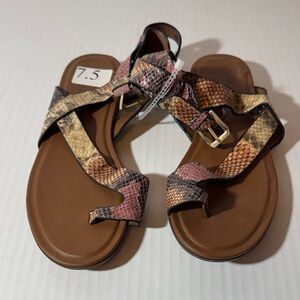 Naturalizer Snakeskin Pattern Sandals - Brown and Pink